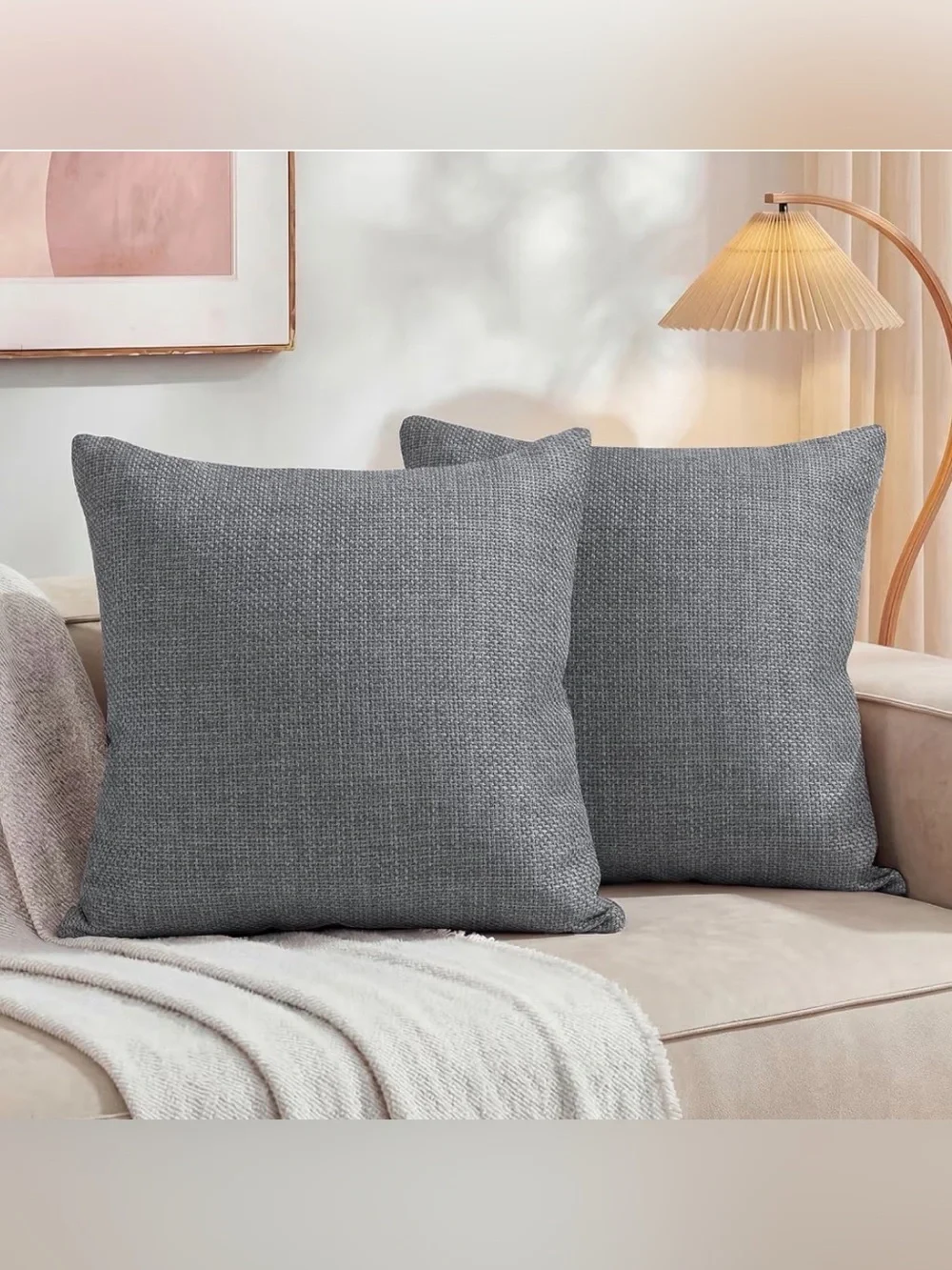 Throw Pillow Covers-Set of 2 Textured Gray